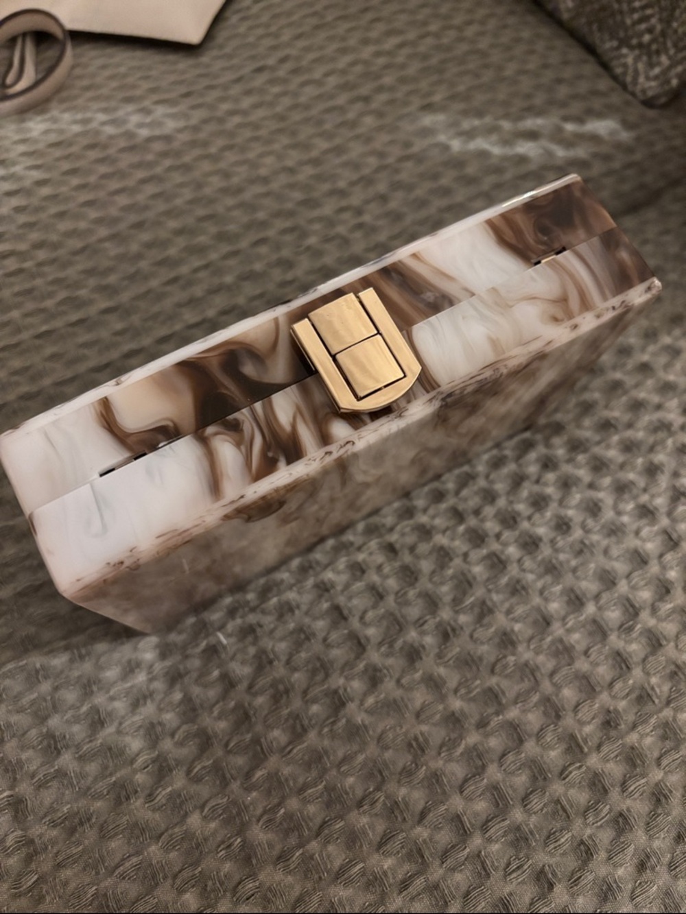 Marble Swirl Acrylic Clutch in Cream and Brown - Picture 3 of 3